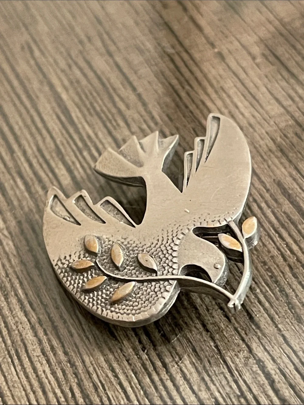 Tom Reardon & Kathleen Doyle Handcrafted Mixed-Metal Peace Dove Brooch